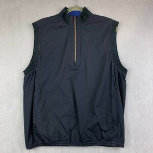 Tommy Bahama Mens Vest Medium Black Nylon 1/4 Zip Sleeveless Waterproof Outdoor